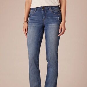 Stretch Denim "Ab"solution® Straight Leg Petite Jeans - Mid-Rise 14 Petite